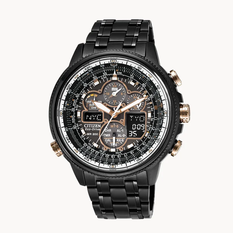 Promaster Navihawk A T Black Dial Stainless Steel Bracelet JY8035 55E CITIZEN